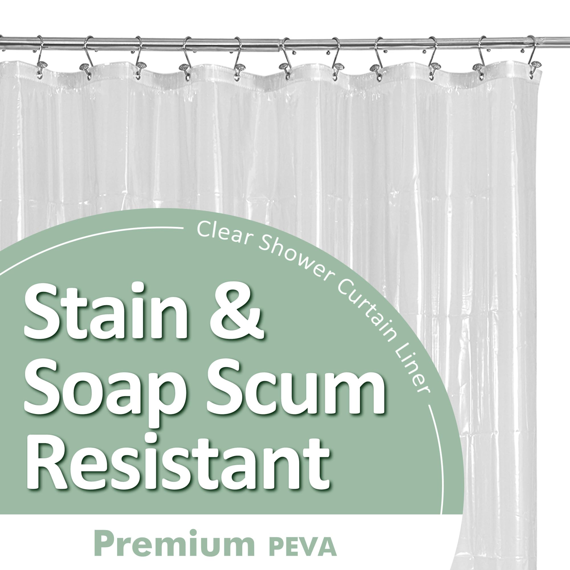 Oeko-Tex certified shower curtain liner 2026, waterproof PEVA shower curtain with rustproof grommets, Barossa Design clear shower curtain liner review, best non-toxic shower curtain liner standard size, eco-friendly heavy duty clear shower liner